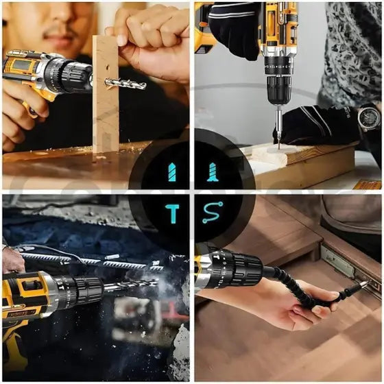 Parafusadeira Furadeira Impacto Ferramenta Elétrica Profissional 2 Baterias 21v Bivolt Alta Performance Maleta e Acessorios - 110V/220V